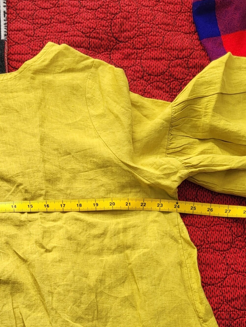 BRYN WALKER Frida Light Linen Bell-Sleeve Top in Chartreuse - Picture 9 of 16